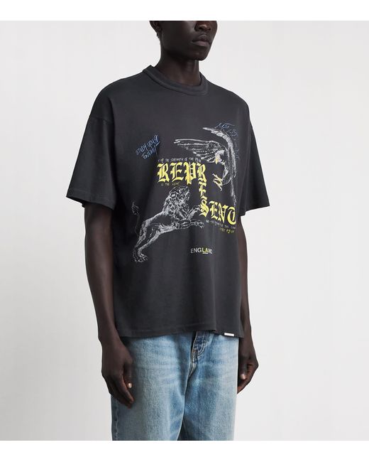 Represent Black Cotton Enemy Graphic T-Shirt for men