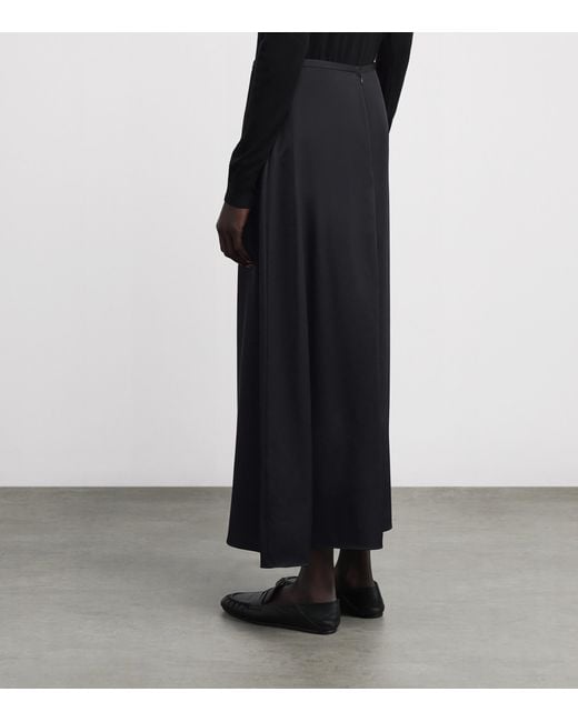 Theory Black Satin Midi Skirt