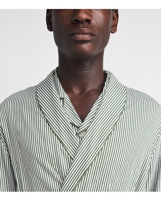 Harrods Gray Cotton Stripe Robe for men