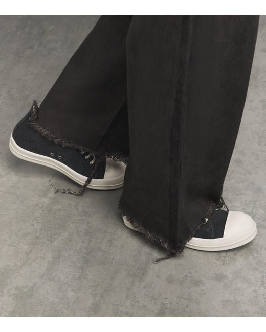 Rick Owens Black Canvas Low-Top Sneakers for men