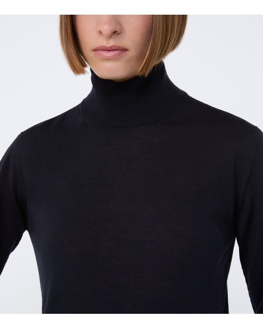 Max Mara Black Virgin Wool High-Neck Top