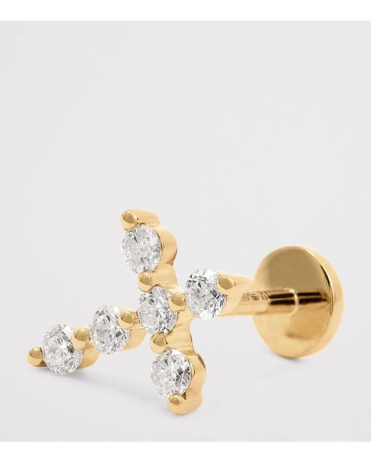 PERSÉE Metallic And Diamond Cross Single Stud Earring