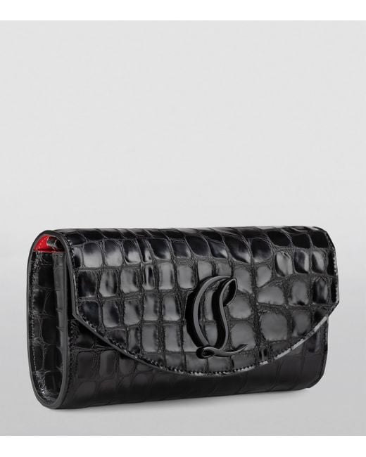 Christian Louboutin Black Loubi54 Croc-Embossed Leather Clutch Bag