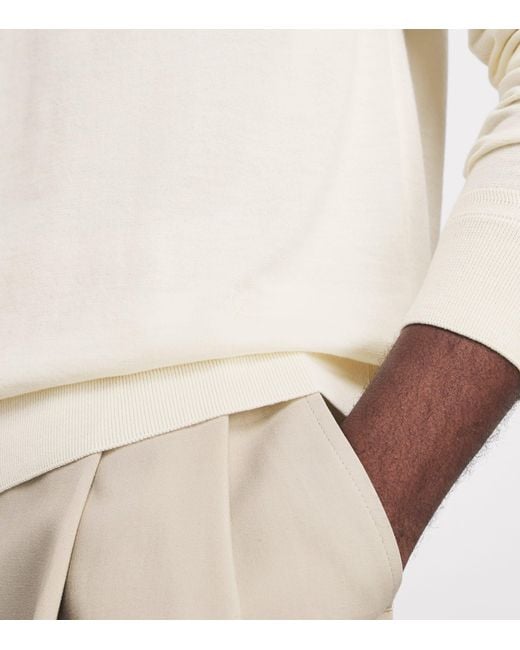 Isaia White Wool Crew-Neck Sweater for men