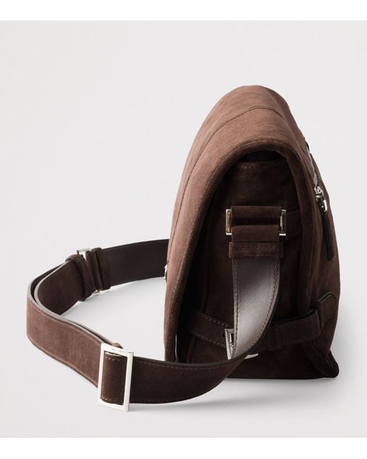 Prada Brown Suede Shoulder Bag for men