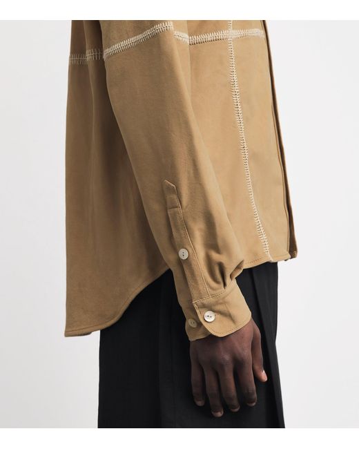 Kartik Research Natural Suede Contrast-Stitch Shirt for men