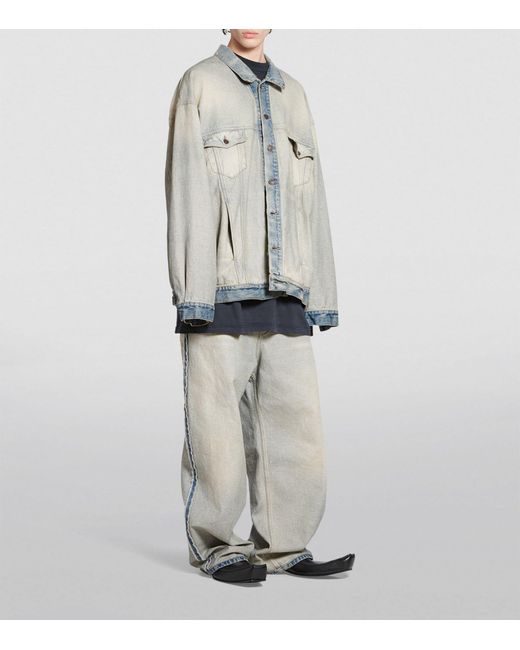 Balenciaga Gray Oversized Washed Denim Jacket for men