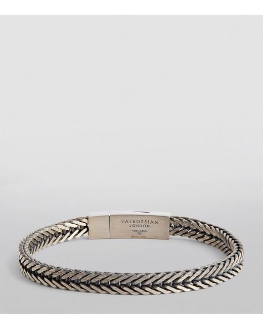 Tateossian Metallic Sterling Herringbone Chain Bracelet for men