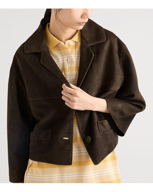Prada Brown Lamb Suede Cropped Jacket