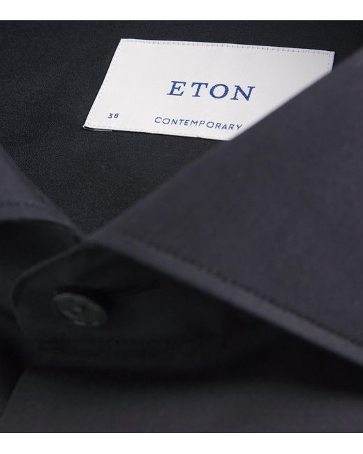 Eton of Sweden Black Cotton-Silk Long-Sleeve Shirt for men