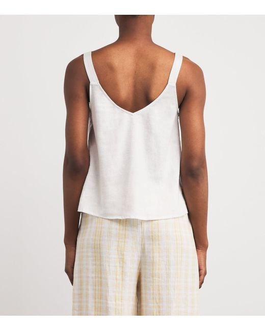 Eberjey White Linen-Blend V-Neck Cami Top