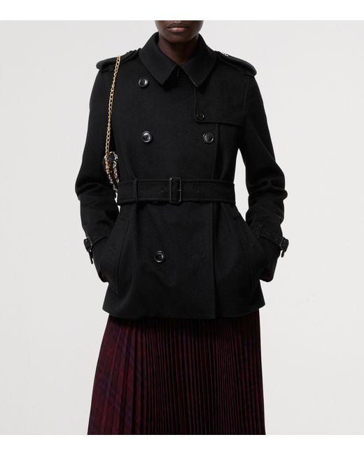 Burberry Black Cashmere Kensington Trench Jacket