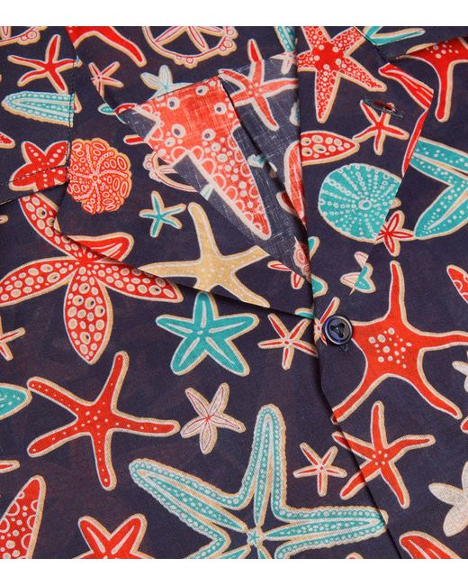 Vilebrequin Red Linen Starfish Shirt for men