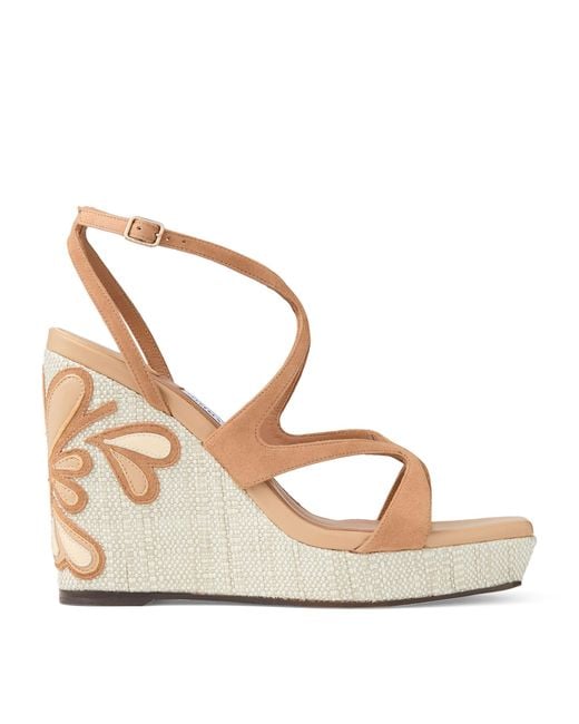 Jimmy Choo Metallic Ayla 110 Suede Wedge Sandals