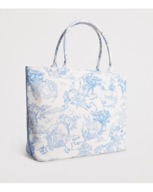 Harrods Blue Medium Toile Print Tote Bag