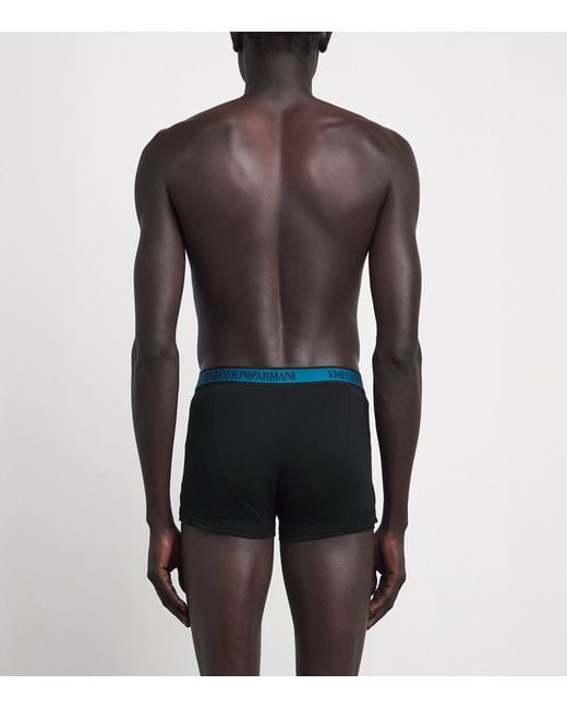 Emporio Armani Black Stretch-Cotton Logo Trunks for men
