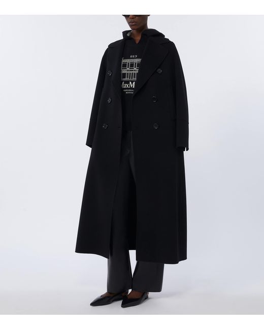 Max Mara Gray Faux Leather Wide-Leg Trousers