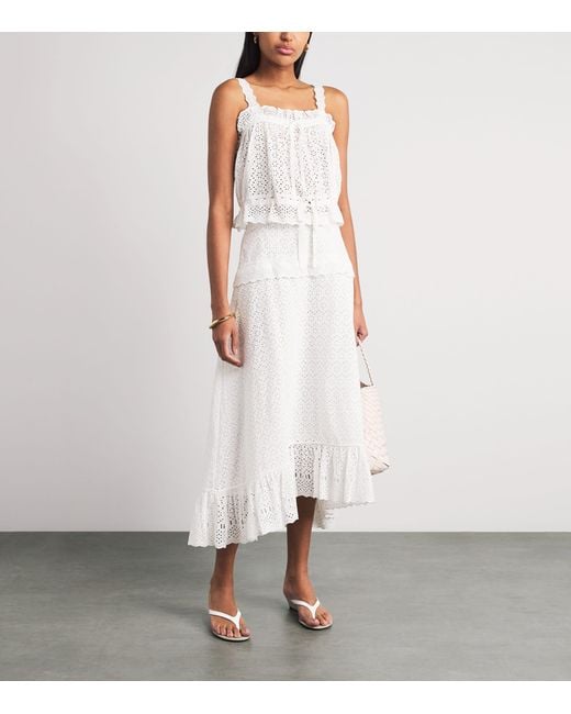 Ulla Johnson White Broderie Anglaise Violetta Midi Skirt