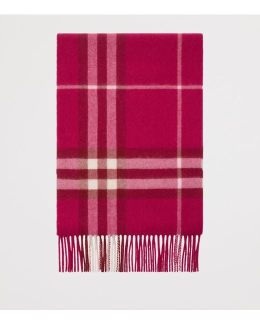 Burberry Red Cashmere Check Scarf