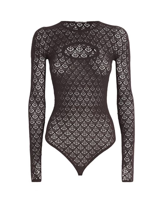 Wolford Black Mermaid Net Thong Bodysuit