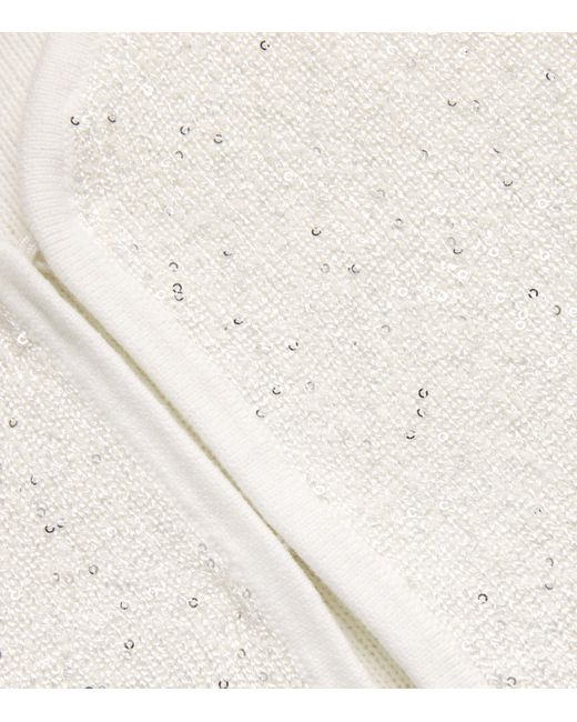 Maje White Knitted Sequinned Cardigan