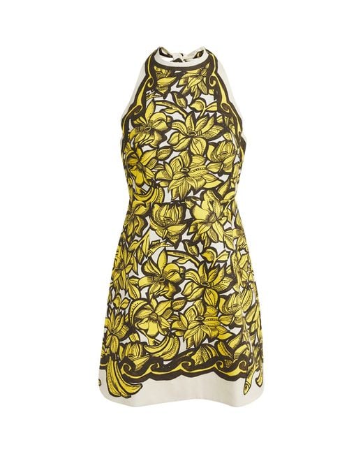 ALÉMAIS Yellow Hemp Printed Mona Mini Dress