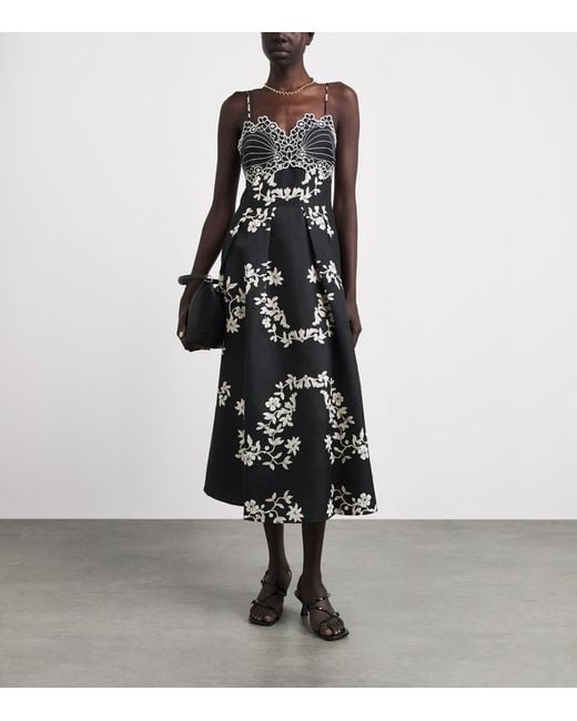 Claudie Pierlot Black Embroidered Floral Midi Dress