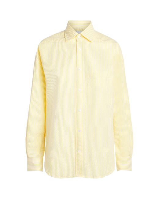With Nothing Underneath Yellow Seersucker Striped The Weekend Shirt