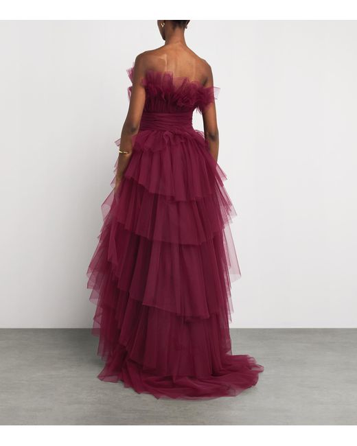 Pamella Roland Purple Tulle Sleeveless Gown