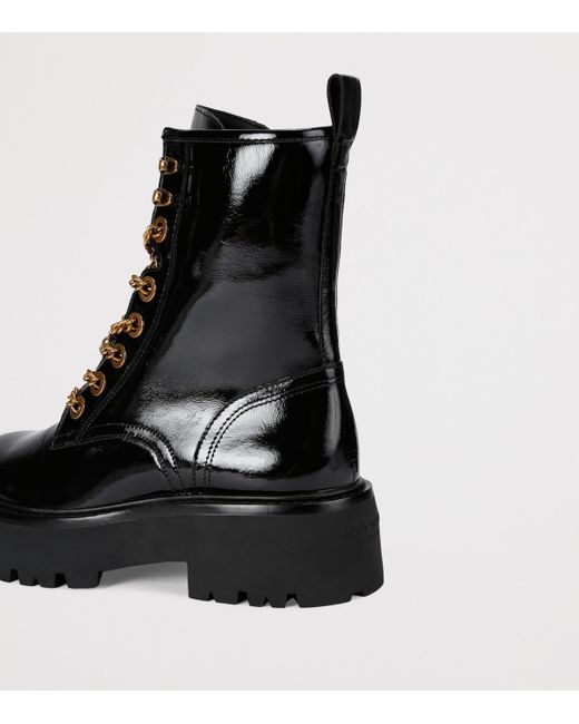 Kurt Geiger Black Patent Leather Matilda Ankle Boots