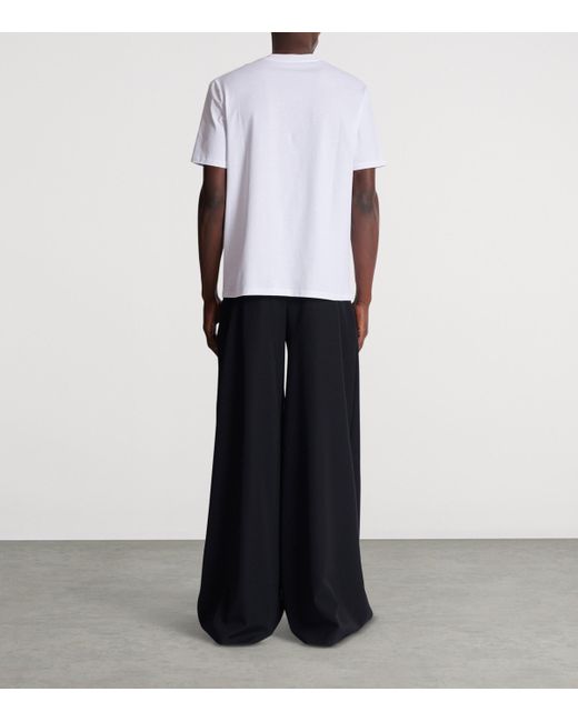 Balmain White Cotton Flocked Logo T-Shirt for men