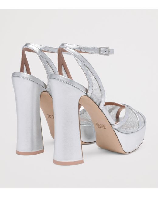 Malone Souliers White Metallic Mesh Sylvie Platform Sandals 125
