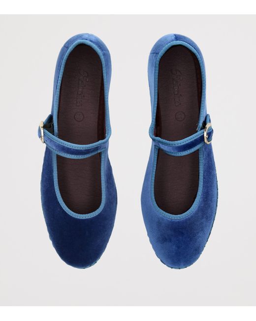 Flabelus Blue Velvet Alexandra Mary Jane Flats