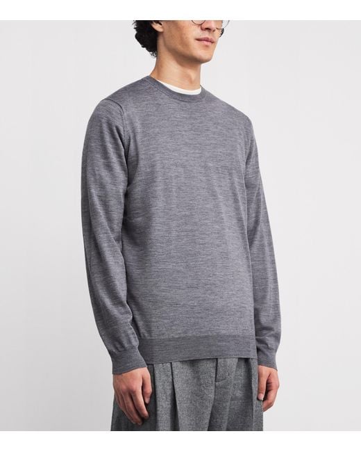Lardini Gray Virgin Wool Crew-Neck Sweater for men