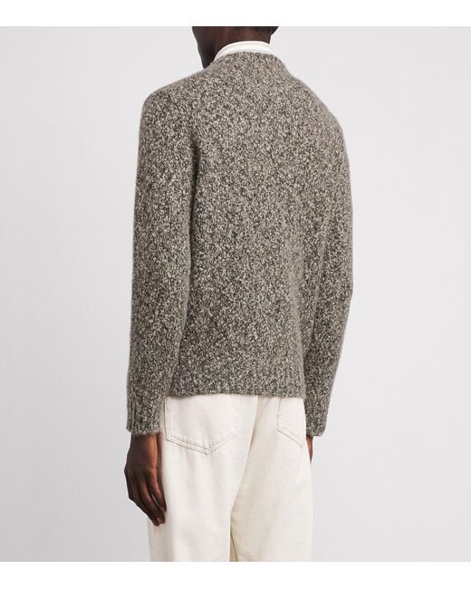 FIORONI CASHMERE Gray Cashmere Bouclé Crew-Neck Sweater for men