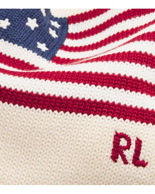 Polo Ralph Lauren White Cotton American Flag Sweater