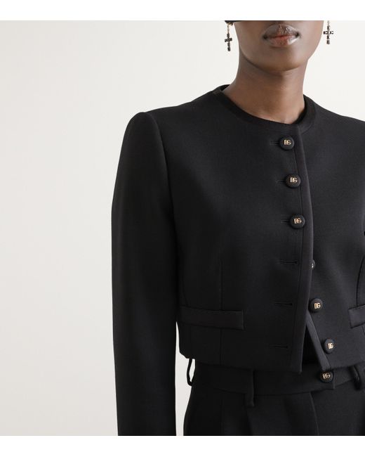 Dolce & Gabbana Black Wool Cropped Jacket