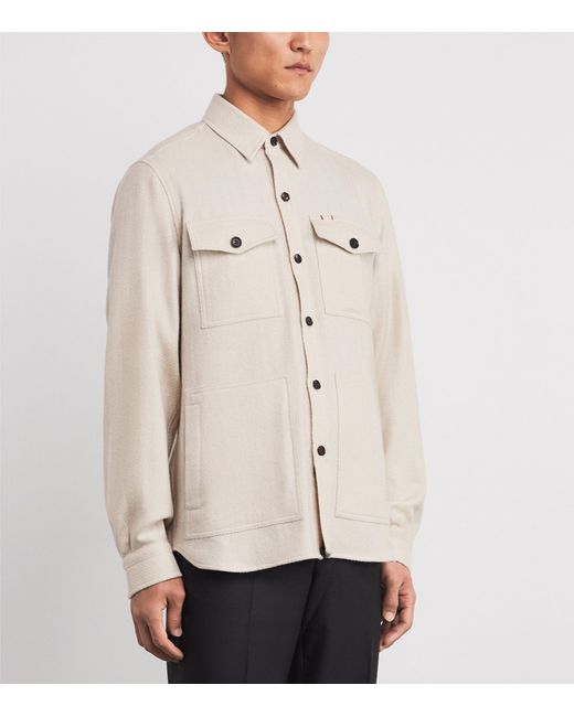 Isaia White Cashmere Overshirt for men