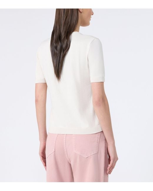 Weekend by Maxmara White Silk-Cotton Knitted Top