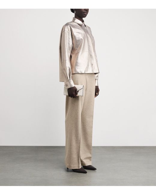 Lafayette 148 New York Natural Wool-Cashmere Belted Trousers