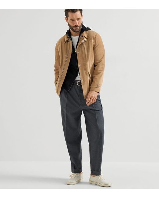 Brunello Cucinelli Black Cashmere Zip-Up Hoodie for men