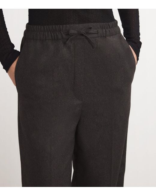 Sandro Black Wool-Blend Wide-Leg Trousers