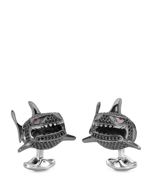 Deakin & Francis Black Sterling Shark Cufflinks for men