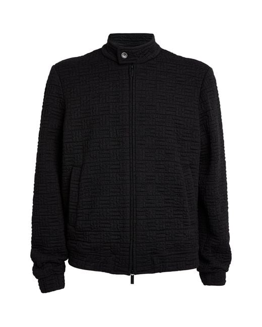 Emporio Armani Black Quilted Bomber Jacket for men