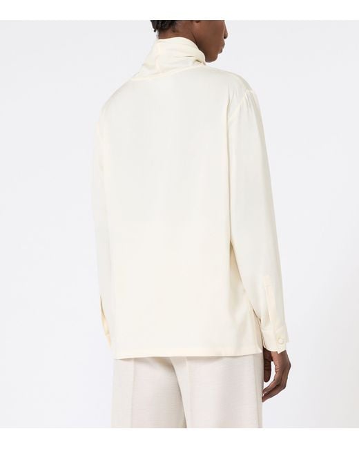 Max Mara White Silk Tie-Neck Blouse