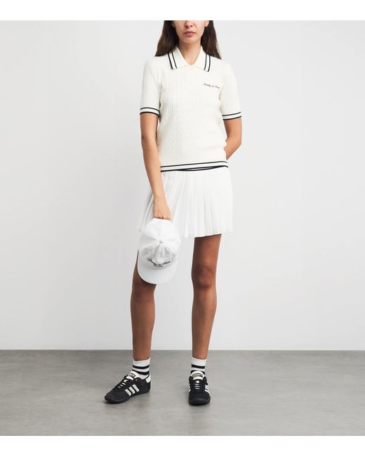 Sporty & Rich White Cable-Knit Signature Logo Polo Shirt