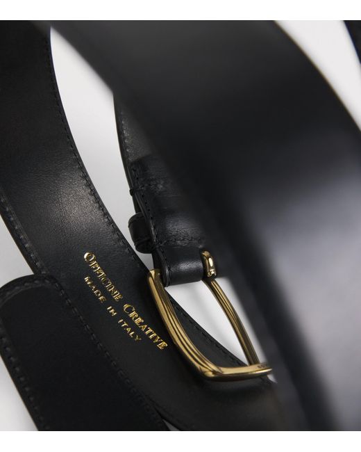 Officine Creative Black Leather Belt for men
