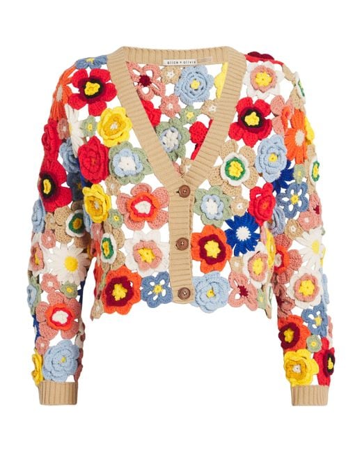 Alice + Olivia White Cotton-Blend Bradley Cardigan