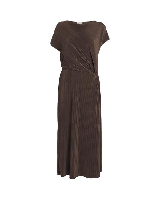 Vince Brown Pleated Midi Dress