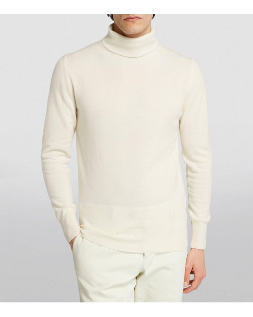 Lardini White Cashmere Rollneck Sweater for men